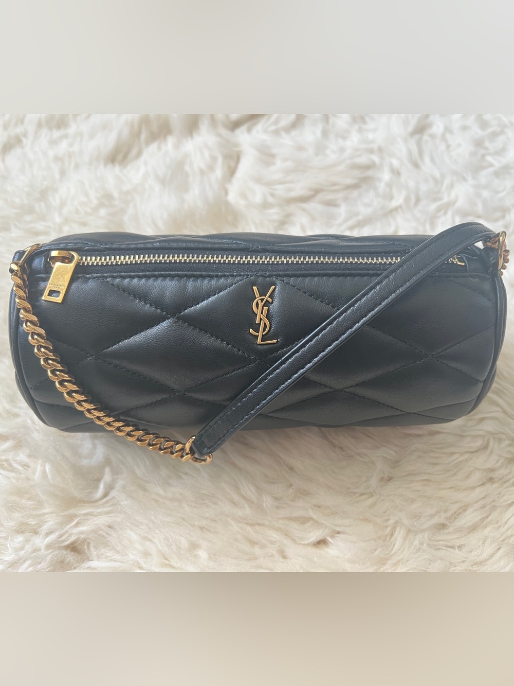 NIB YSL Saint Laurent Black Quilted Leather Tube Shoulder Bag with Gold Hardware - Picture 2 of 11